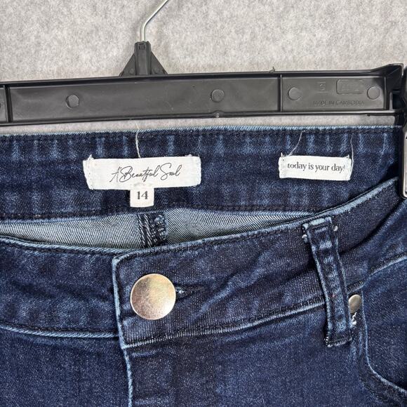 A Beautiful Soul Jeans 14‎ Flare Bell Bottom Knee Holes Stretch Boho Western 70s - Picture 4 of 10